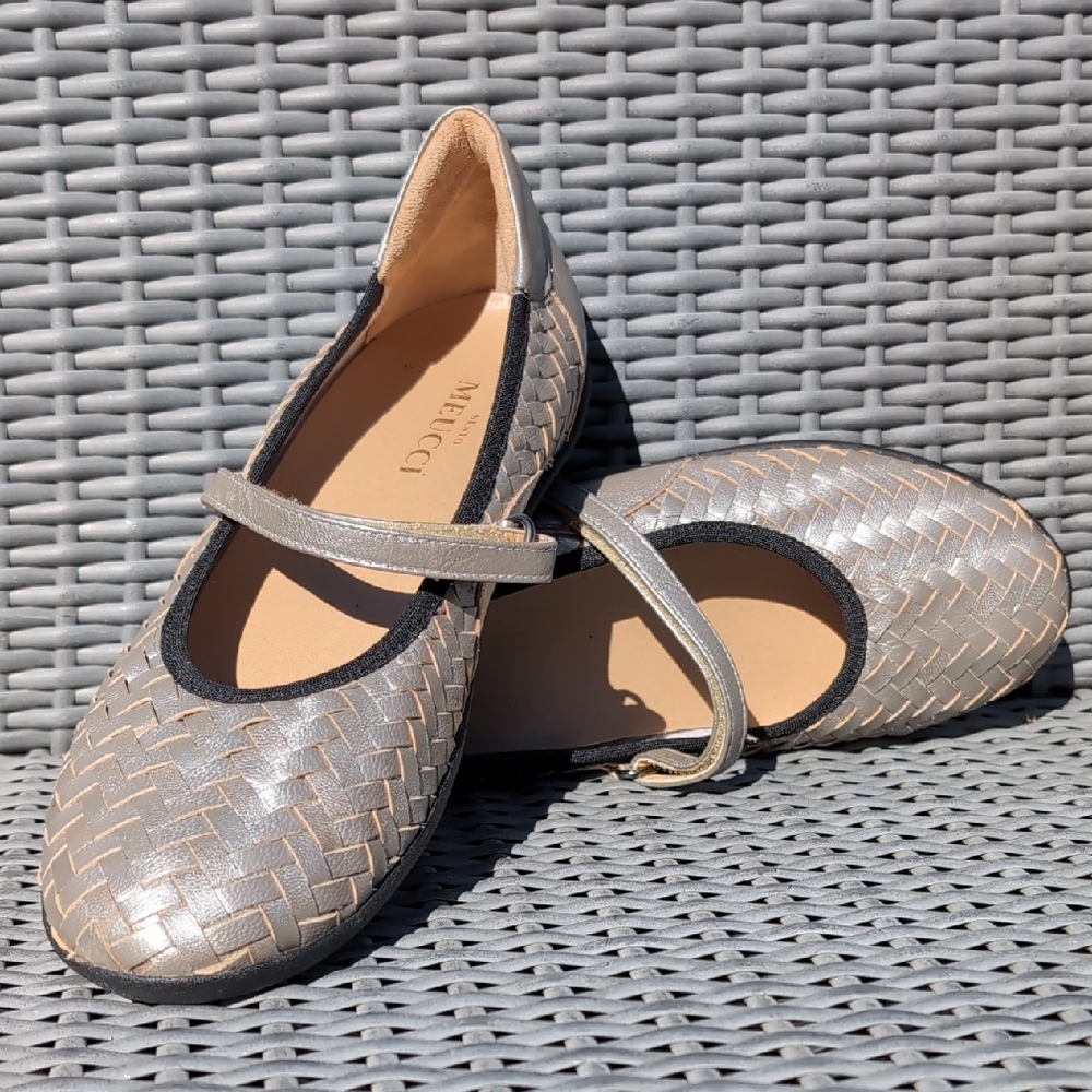 Sesto Meucci Halona Woven Leather Mary Jane Slip-On, Flat Shoes.